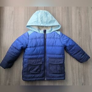 Cat & Jack Boys 3T Blue Ombre Winter Jacket Snow Coat Puffer